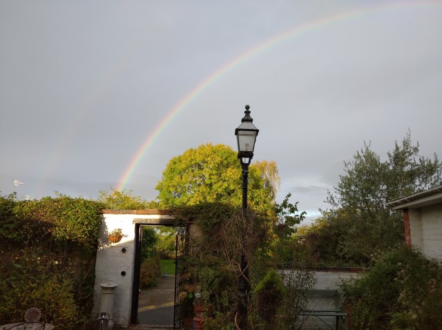 rainbow over garden